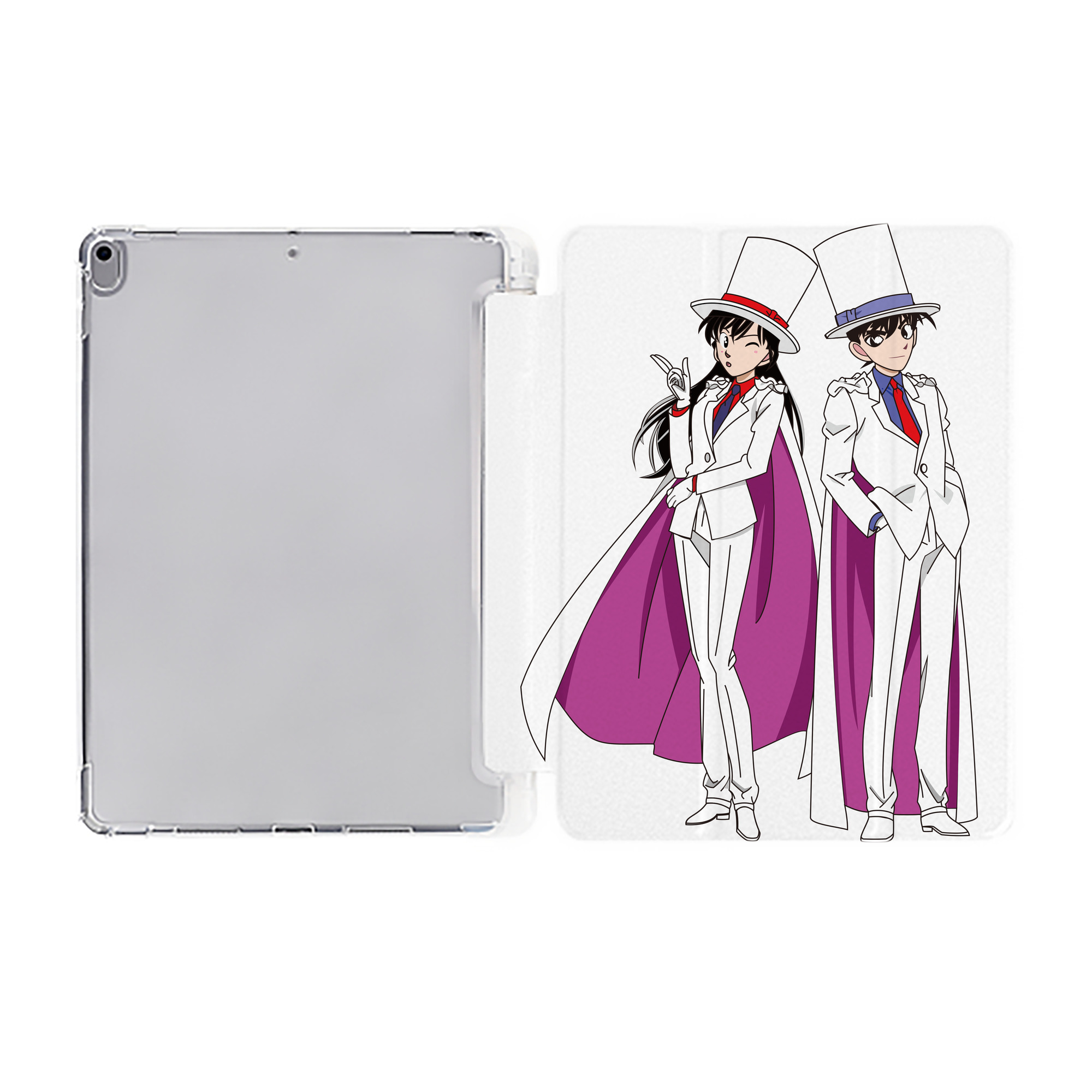（画像用） 名探偵コナン くろば かいと Detective Conan Kuroba Kaito IPad ケース ペン収納付き 三つ折りスタンド PUレザー×シリコン 対応機種9.5/10.5/10.9インチ